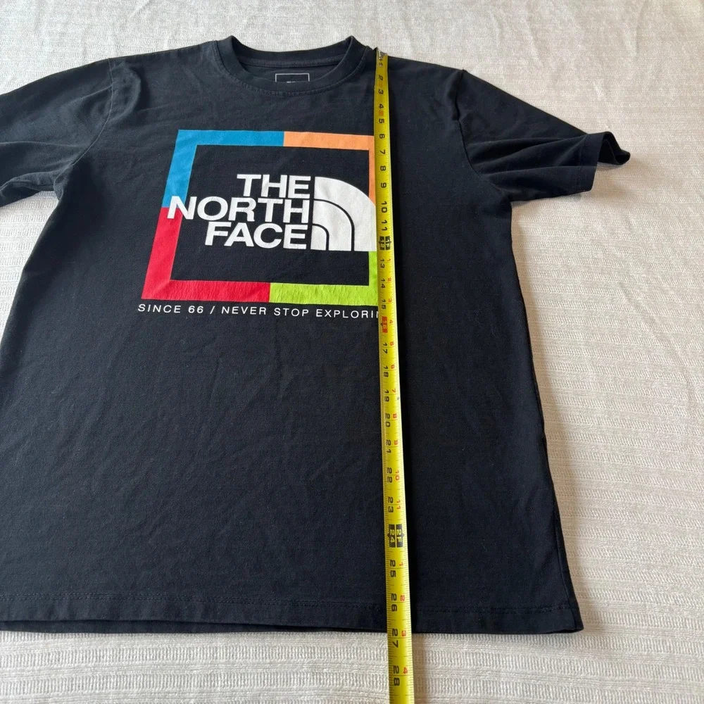 The North Face Mens Black Multi Color Box Logo Graphic T-Shirt Small A5J5A
